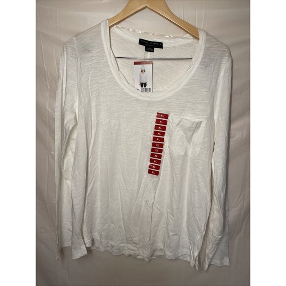 Social Standard By Sanctuary Dylan Scoop Tee White Long Sleeve XL Women 100% Cot - Picture 1 of 16